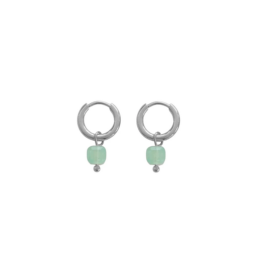 Amazonite Kubus Ohrringe - Silber