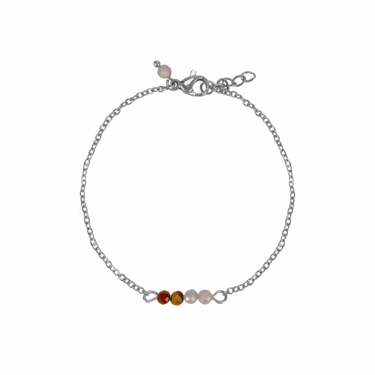 Armband Tigerauge & Kunzit - Silber