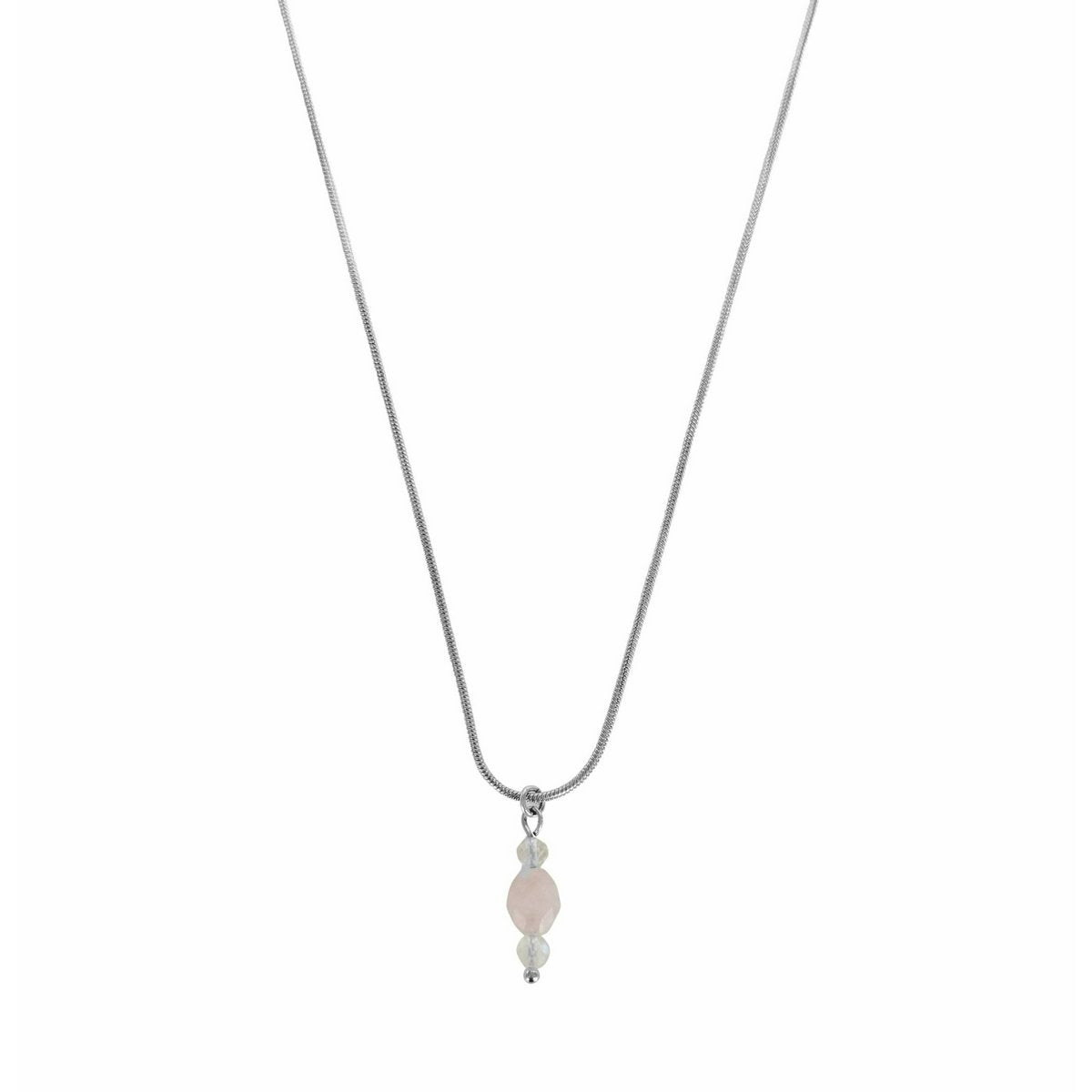 Mondstein und Rosequarz Collier - Silber