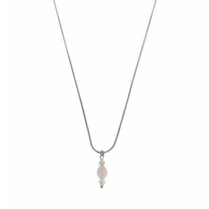 Mondstein und Rosequarz Collier - Silber