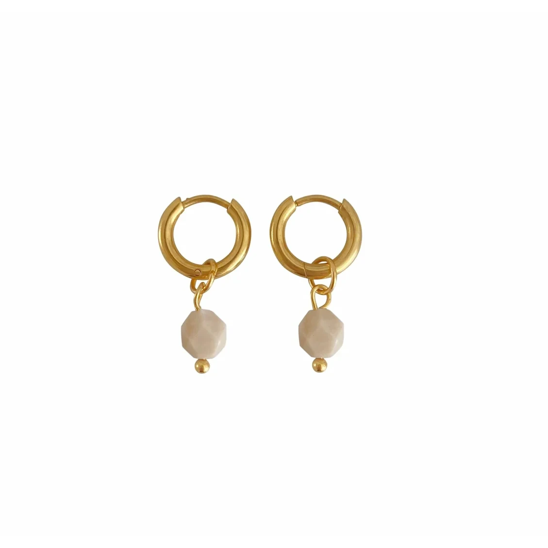 Ohrringe Beige Jade - Gold
