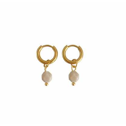 Ohrringe Beige Jade - Gold