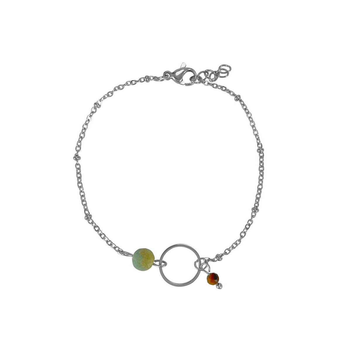 Armband Amazonit & Tigerauge Ring - Silber
