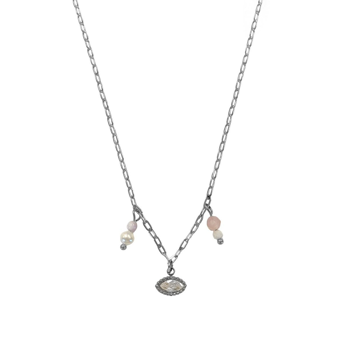 Halskette mit Auge und Edelsteinen – Silber