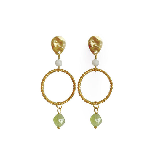 Statement-Ohrringe Peridot und Mondstein – Gold