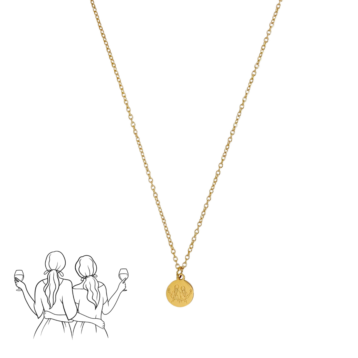 Halskette „Freundinnen und Weine“ – Gold