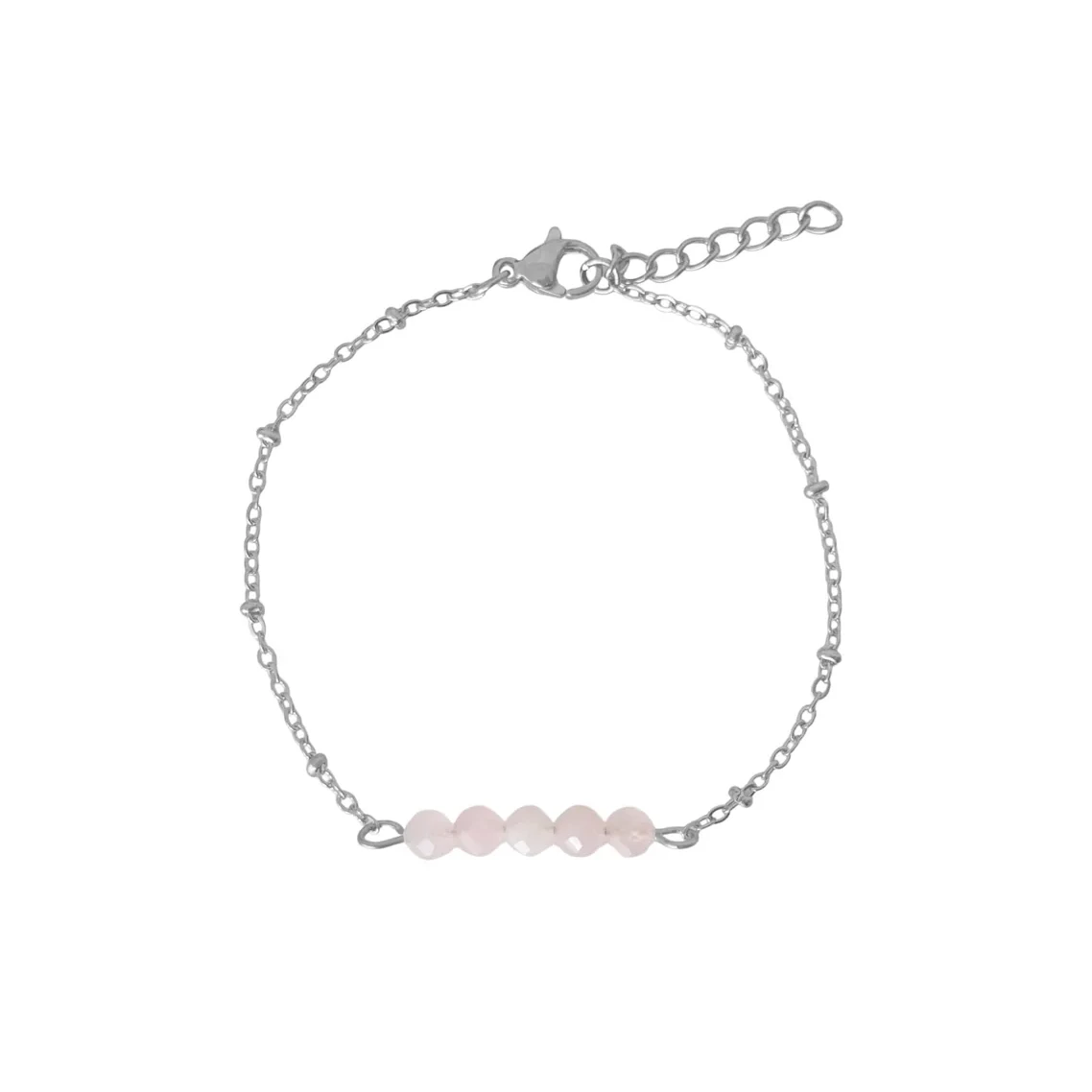 Armband Rosenquarz Facette - Silber
