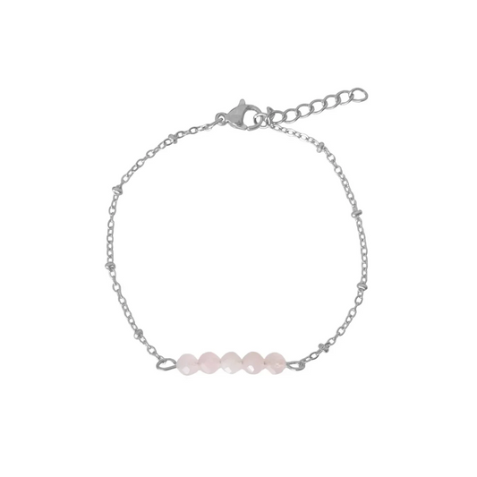 Armband Rosenquarz Facette - Silber